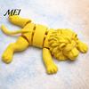 Fun Boredom Relief Toys 3D Printed Lying Lion Figurine with Movable Joints, Poseable Animal Joint Action Figures Model for Desk Decoration,