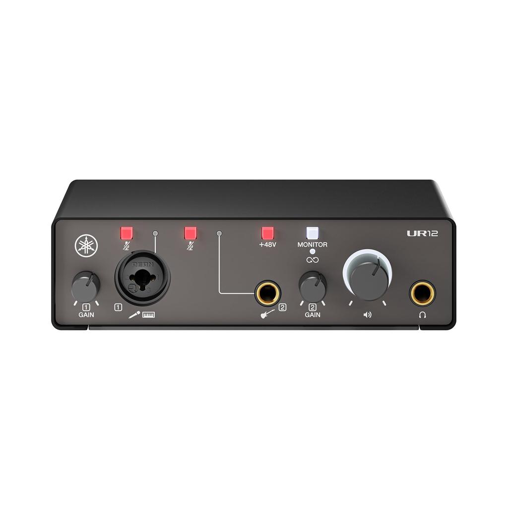Yamaha UR12MK3 B USB Audio for Music Loopback Black 2.0 Interface, 24-bit/192kHz, 2-in/2-out, Production, Recording, Streaming, Function,