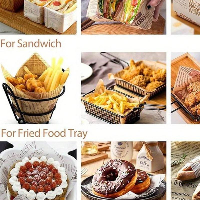 Sandwich Wrapping Paper Oil - Absorbing Burger Liner Greaseproof Coated Film Paper Cooking Sheet Kitchen Gadget Accessory