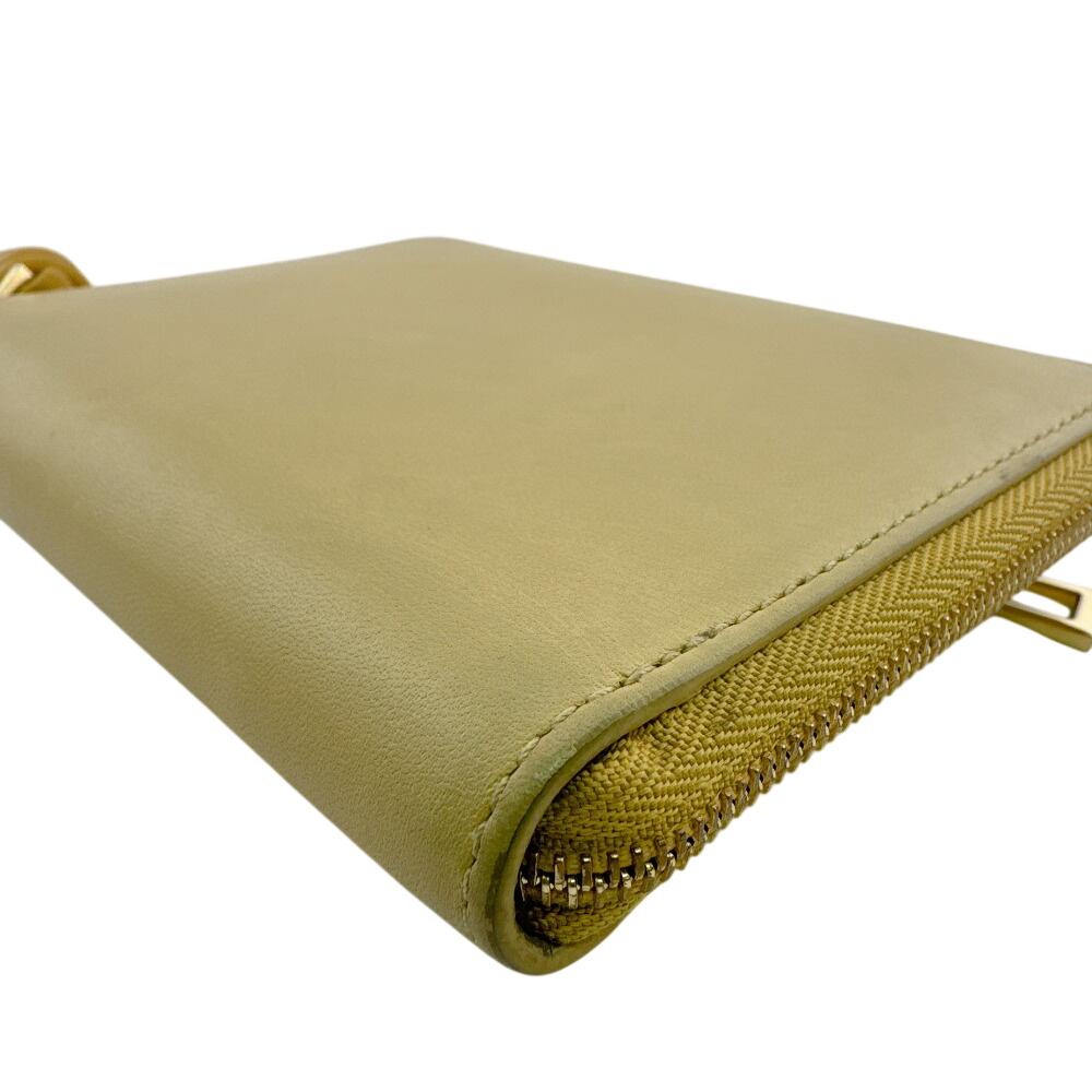 Loewe Compact Zip Wallet Leather Knot Bifold Wallet Yellow Leather Used