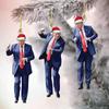3 Pcs Trump Christmas Ornament 2D Acrylic Santa Hat Trump Pendant Car