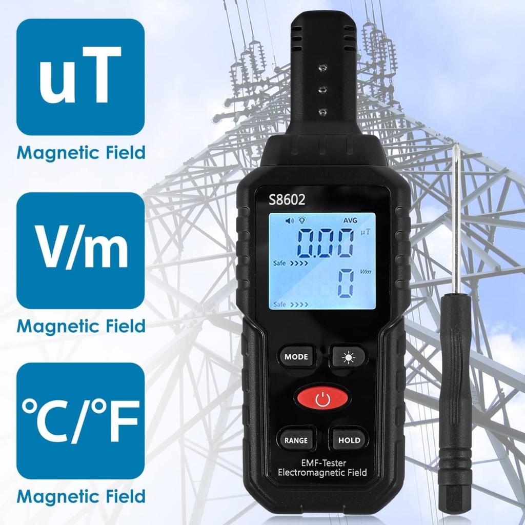3 in 1 EMF Meter Professional, EMF Reader, Electromagnetic Radiation Detector Portable EMF Meter with Sound Light Alarm Digital LCD EMF Tester