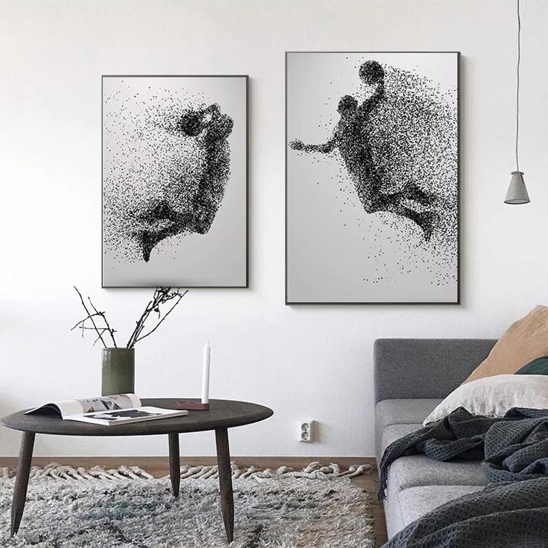 Abstract Baschet Sport Bărbat Trage la Coș Postere și Imprimeuri Pictură pe Pânză Artă de Perete Imagine pentru Living Decor Acasă
