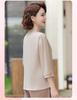 Elegant Women's Seven-Sleeve Light T-Shirt for Middle-Aged and Elderly Ladies