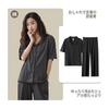 [PeiYA] Women's pajamas short sleeves long pants 100% cotton top and bottom suit loose summer loungewear