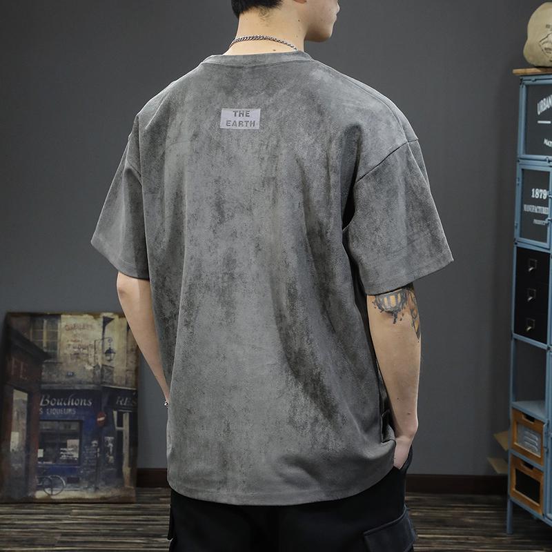 Men's Trendy Loose Fit Suede T-Shirt - Short-Sleeved Summer Style