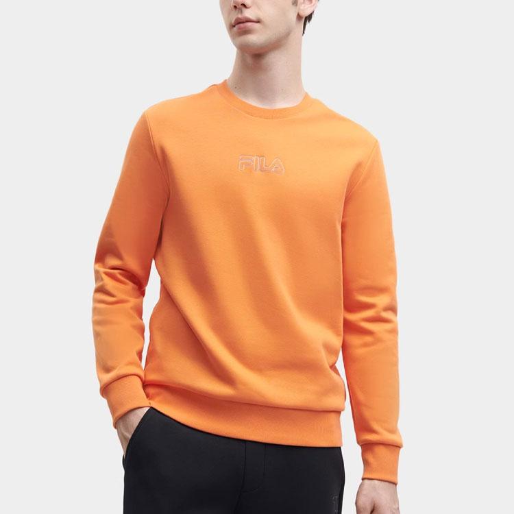 FILA Heritage Series Letter Pattern Round Neck Casual Fleece Pullover Sweatshirt Men sweatshirt Jam-Orange F11M348222F-OR