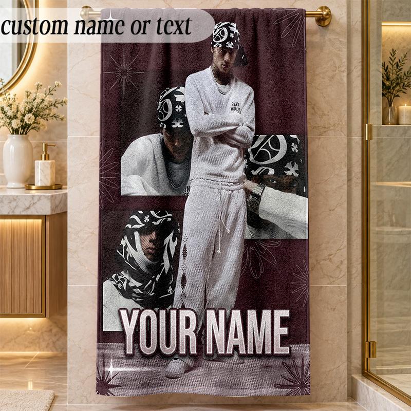 Beach TowelCentral Cee Custom Name Text Personalized Soft Towel for Beach Pool Indoor Home Decor Gift