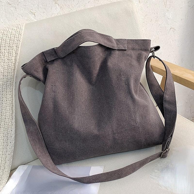 Solid Color Printed Canvas Large Bag, Canvas Shoulder Crossbody Bag, Large Capacity Tote Bag, Travel and Commuting Storage Bag