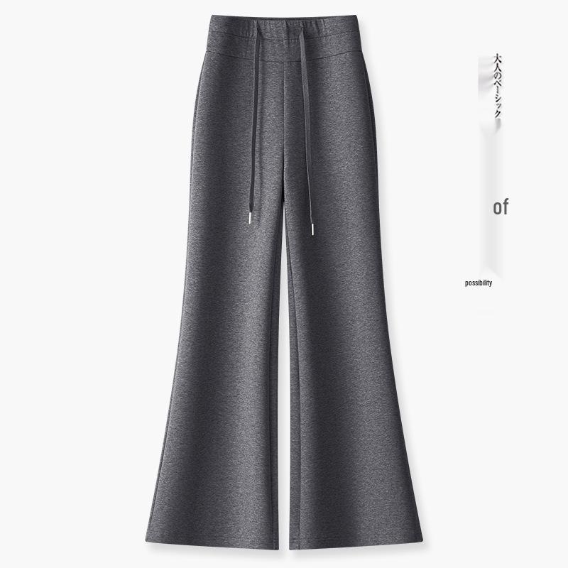 

Slimming Wide-Leg Flared Pants for Women - 2026 Spring/Autumn Fashion, Petite Fit, Draped Style L темно-серого
