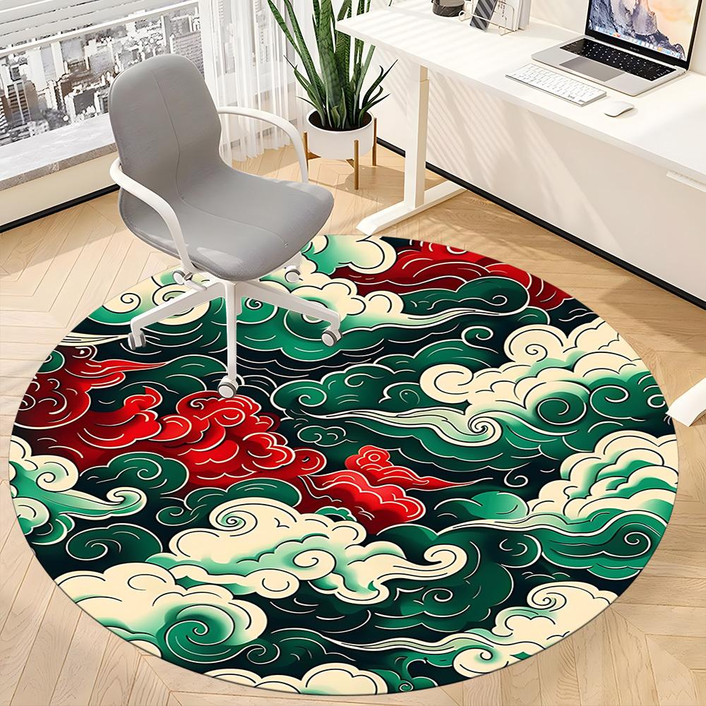 1PC Clouds, Traditional Pattern Office Round Rug, Non slip, Soft and Durable Office Rug for Interior Decoration, Perfect for Office