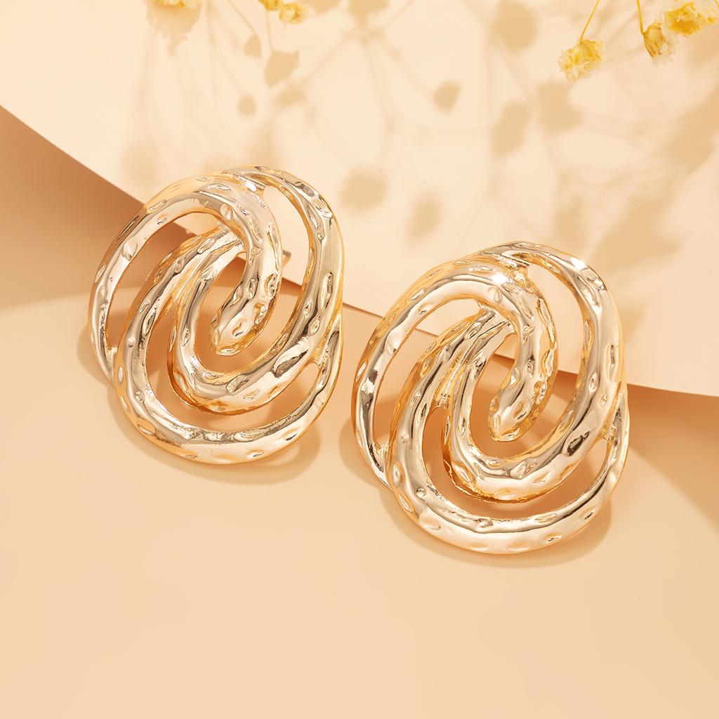 Salircon Neue Metall Schlangenförmige Spiral Ohrringe Trend Gold Farbe Punk Frau Stecker Ohrstecker Statement Ohr Accessoires