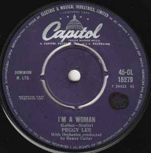

7inch Record PEGGY LEE - I m A Woman 45CL15279 Capitol Records 1962 UK Jazz Used