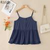 ZANZEA Womens Summer Casual Straps Sleeveless Slip Camisoles Tops