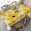 One Nordic Minimalist Rectangular Tablecloth with Yellow Flowers Printed On a White Background