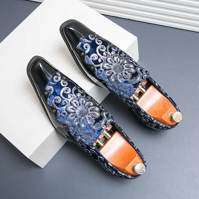 Mocassins Brodés pour Homme Luxe Mariage Fête Chaussures en Cuir Verni pour Homme Designer Confortable Respirant Robe Formelle Grande Taille