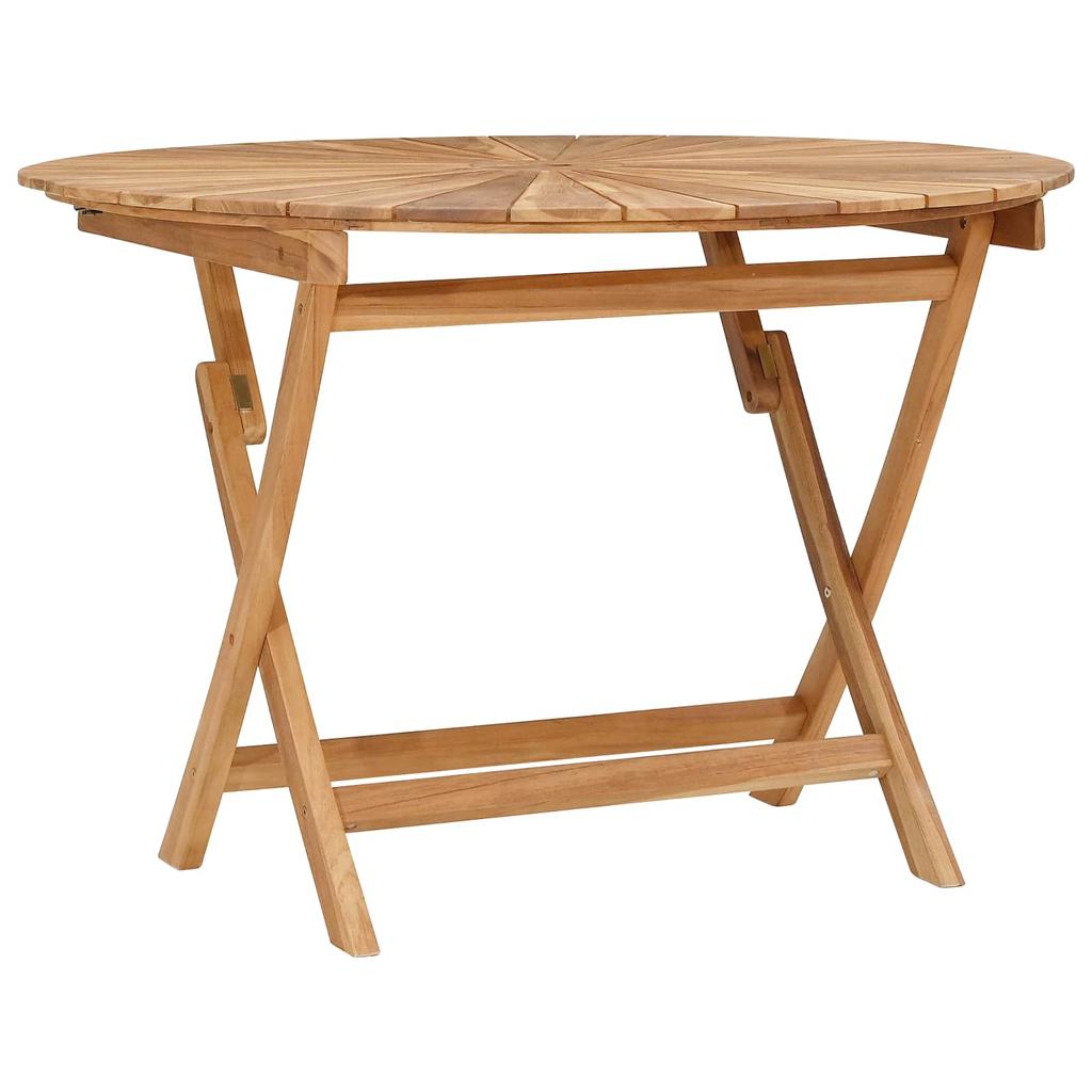 Folding Garden Table Natural Ø 110 X 75 Cm Solid Teak Wood