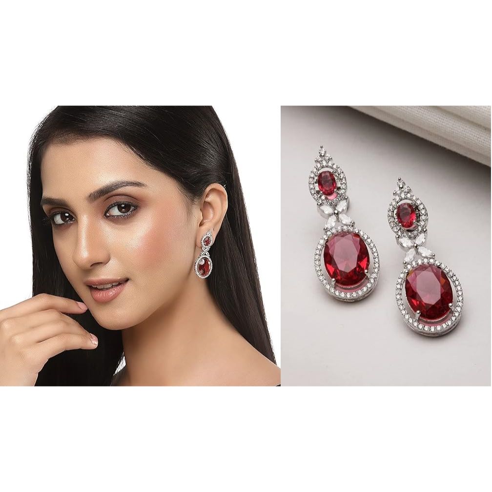 Versilberte, mit amerikanischen Diamanten besetzte, ovale Tropfenohrringe, Schmuck für Mädchen und Frauen