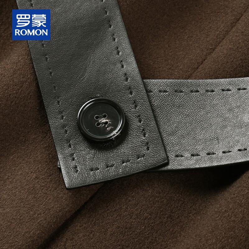 ROMON Men's Luxury Thickened Wool & Cashmere Blend Mid-Length Overcoat