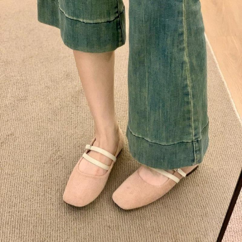 

Fashion French Vintage Shallow Mouth Mary Jane Girl Fall/Winter 2025 New Suede One Strap Vintage Versatile Single Shoes 35 розовый