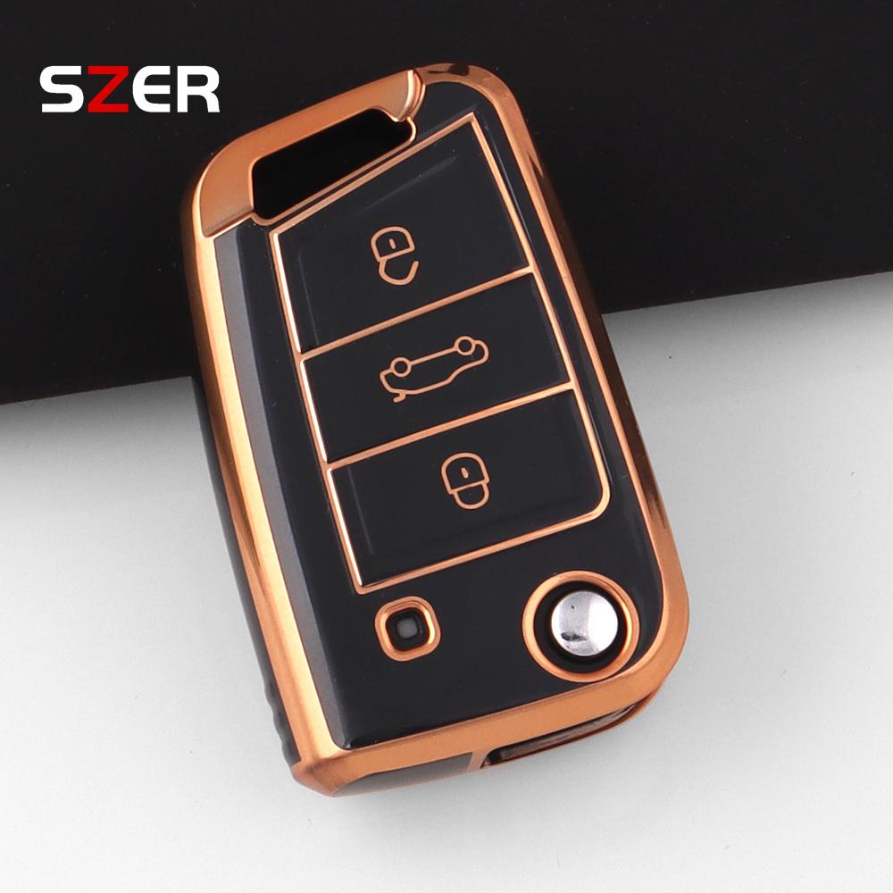 

TPU Car Flip Key Case Cover Shell For VW Volkswagen Golf 7 MK7 Tiguan MK2 For Seat Ateca Leon FR Ibiza For Skoda Octavia Kodiaq