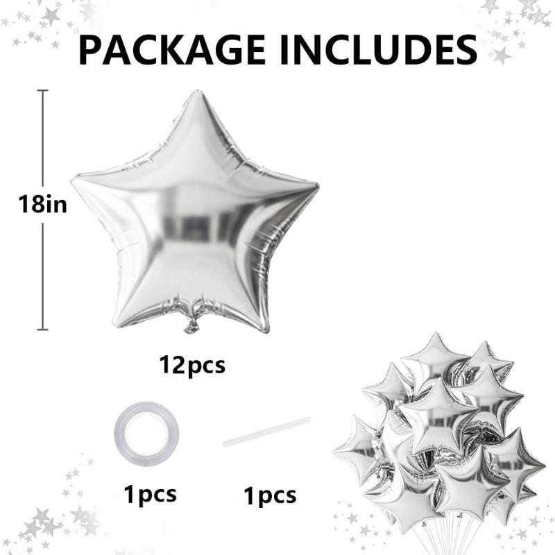 12Pcs 18Inch Multicolor Star Balloon Foil Balloon Pentagram Helium Balloon Christams Birthday Party Wedding Decoration