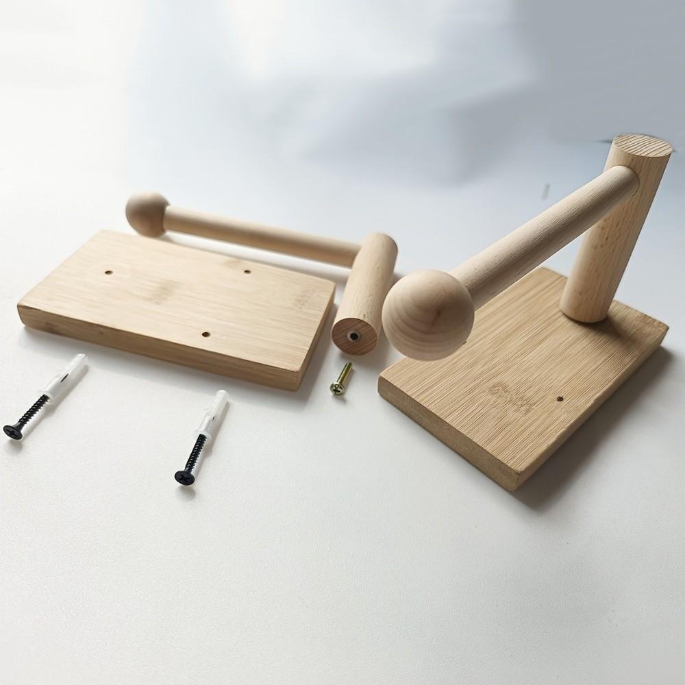 Wood Grain Desktop Tissue Stand Drill-Free Paper Towel Rack Modern Toilet Paper Holder Bathroom