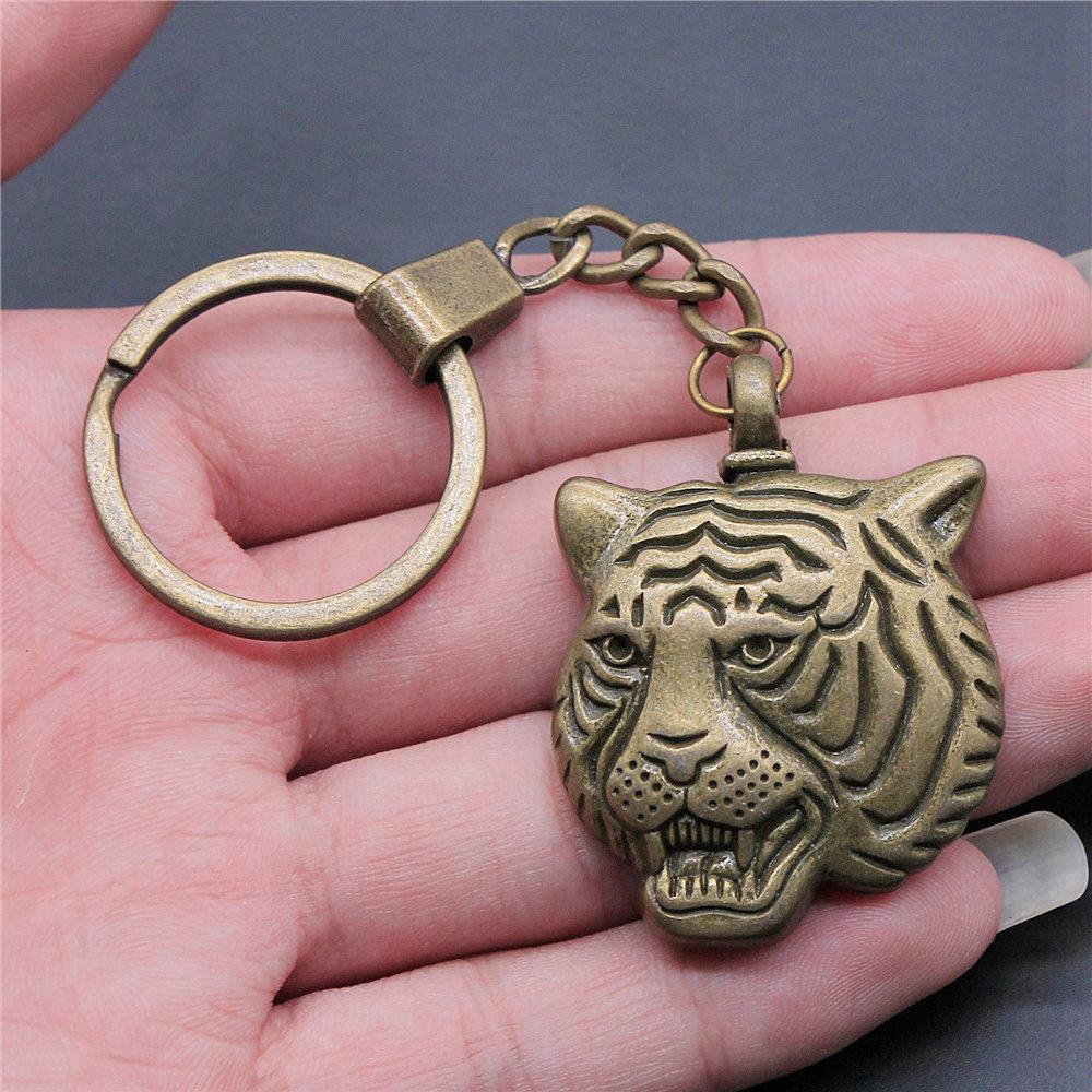 Dinosaur Animal Prehistoric Creature Pendant Antique Bronze Metal Keychain with 30mm Ring for Women High Quality