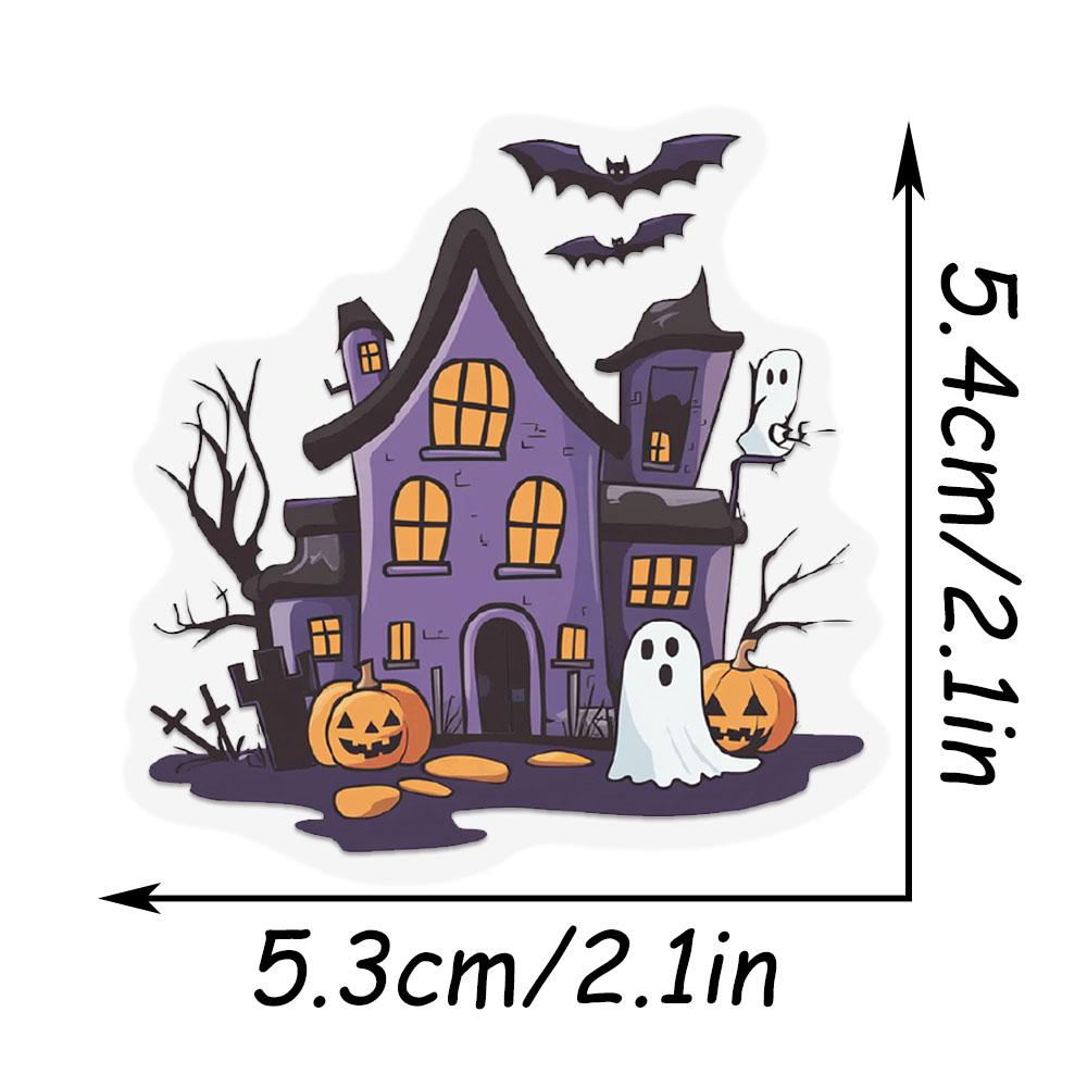 50PCS Halloween PET Stickers Holiday Horror Pumpkin Skull Eyeballs Transparent Luggage Graffiti Sticker Label Diary Stationery