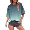 Modische Farb-T-Shirts für Damen Sommer Kurzarm-Tops Lockerer Schalkragen Blusen-Tops