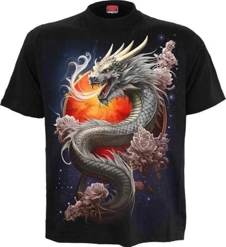 Spiral - SUN DRAGON (Unisex Black Short Sleeve T-Shirts) Large M