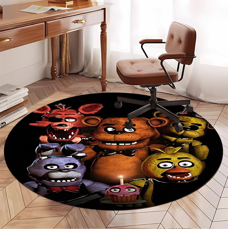 Five Nights at Freddy's Pattern Round Rug, Indoor/Outdoor Mat, for Picnic, Gameroom, Bedroom, Office, Living Room, Home Decor Carpet, Birthday Gift