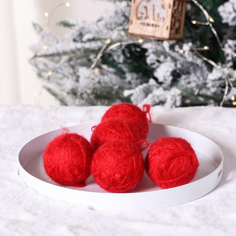 5cm Woolen Ball Christmas Tree Pendant Red Pink White Xmas Drop Ornaments Christmas Decoration For Home 2025 Christmas