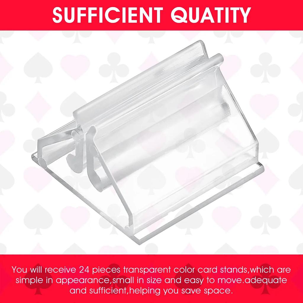 24/48Pcs Mini Clear Stands Place Card Holders Table Number Stands Card Base Stand for Table Photos Games Wedding Party Decor