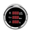 52mm Digitale Öldruck Wassertemperaturanzeige mit Hintergrundbeleuchtung 3 in 1 LED-Anzeige Drehzahlmesser für Boot Yacht Wohnmobil LKW