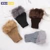 Winter Half Finger Elastic Thicken Warm Warm Mittens Knitted Gloves Faux Rabbit Hair Gloves