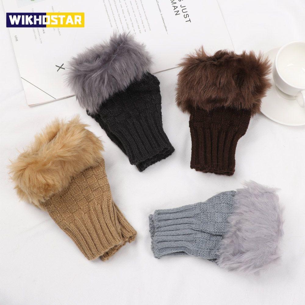 Winter Half Finger Elastic Thicken Warm Warm Mittens Knitted Gloves Faux Rabbit Hair Gloves