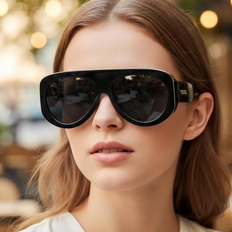 Oversized Oval Pilot Shield Sunglasses Women Big 2025 Luxury Brand Retro Y2K Punk Mirror Sun Glasses For Ladies Shades UV400