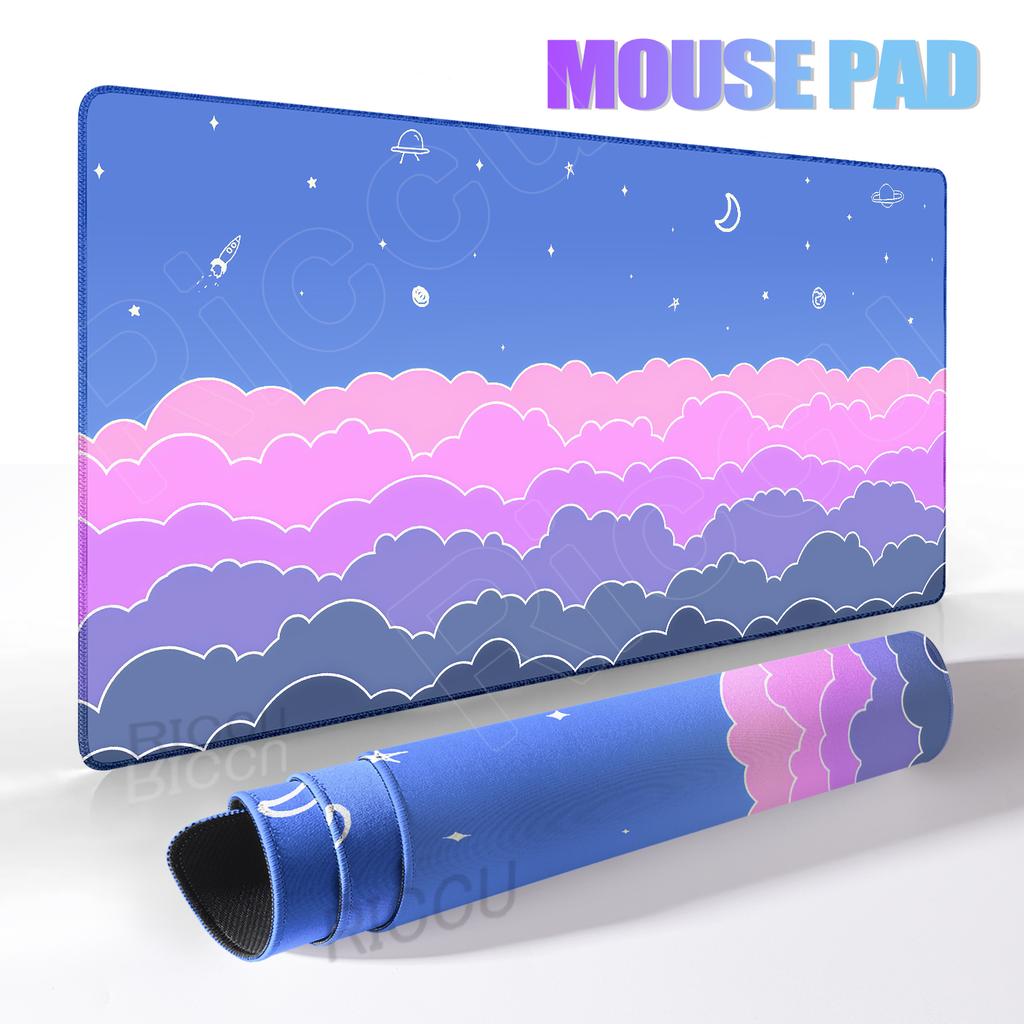 Skyscape Large Mouse Pad Pastel Purple Clouds Minimalist Mousepad Gamer Laptop Deskpad Office Accessory Desk Mat Cabinet Setup