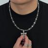 European and American hip-hop niche retro necklace for men, personalized cross pendant, patterned chain, collarbone chain, men's accessories