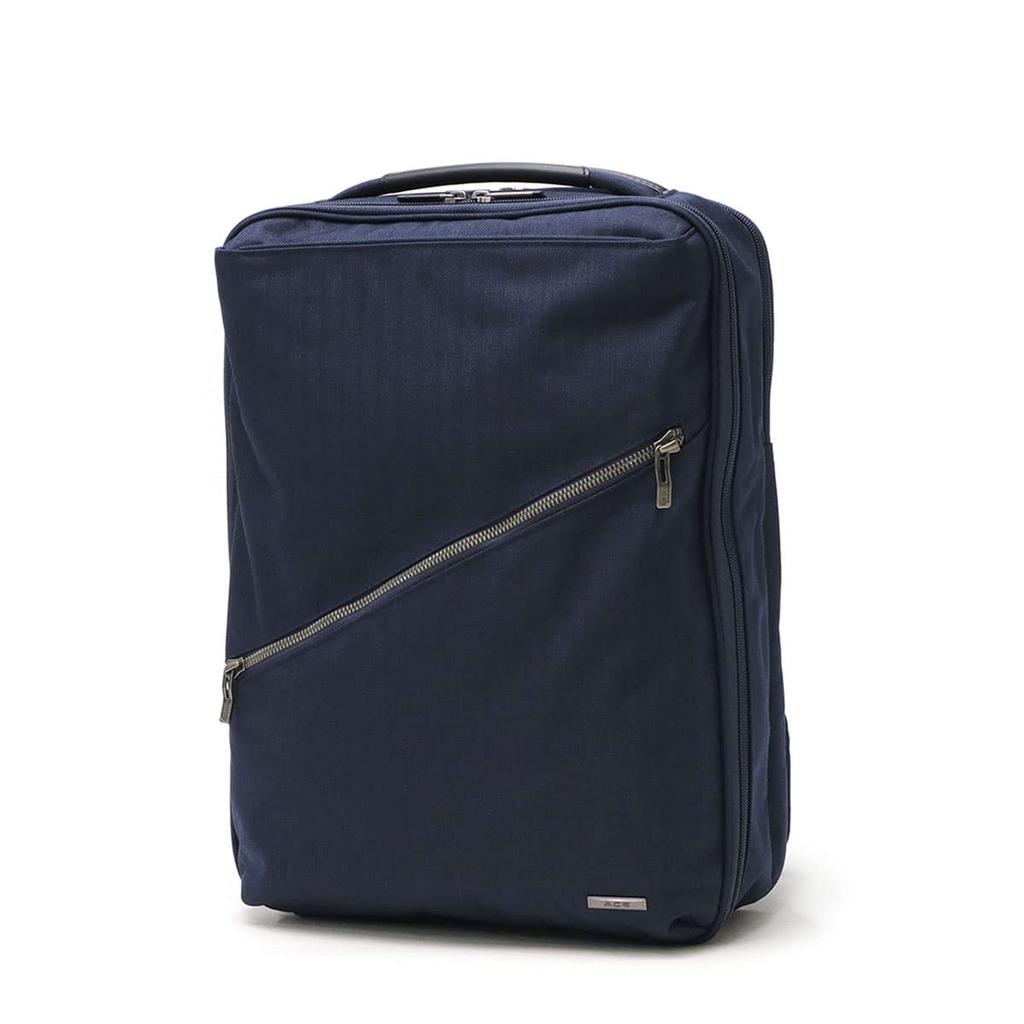 Ace Vitara Herringbone Business Backpack (67861), Men's, Navy, Fits 13.3-inch Laptop, A4 Size, Lightweight, with Side Handles, Setup Function, H39 x