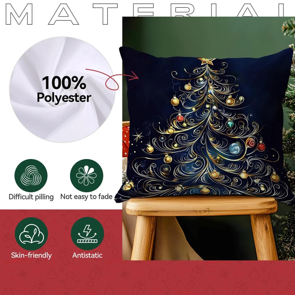 Holiday Christmas Tree Pillowcase Printed Polyester 45X45Cm Throw Pillowcover Decorative Sofa Cushion Pillowslip Home Decor