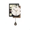 Retro Wall Clock with Pendulum Decorative WoodToned for Living Room,