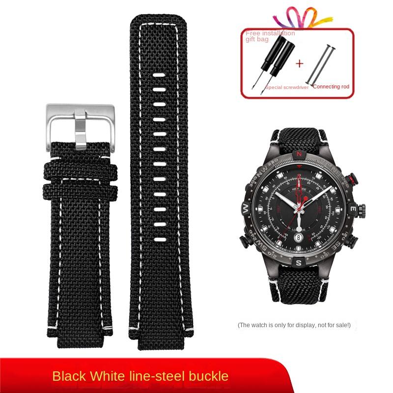 Sports canvas Watchband cowhide bottom For TIMEX T2N720 T2N721 TW2R55500 24*16mm Army green brown Men's Watch Strap Bracelet