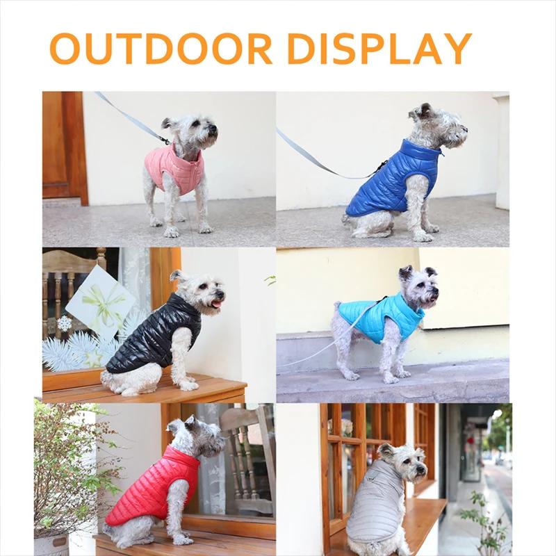 Padded Dog Coat Cold Weather Warm Fleece Lining Puffy Dog Jacket Vest Waterproof Windproof Dog Apparel for Small Large Puppies