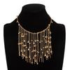 Waterfall Metal Bead Chain Fringed Necklace, Hip-Hop Fashion Rhinestone Hanging Ball Collarbone Necklace