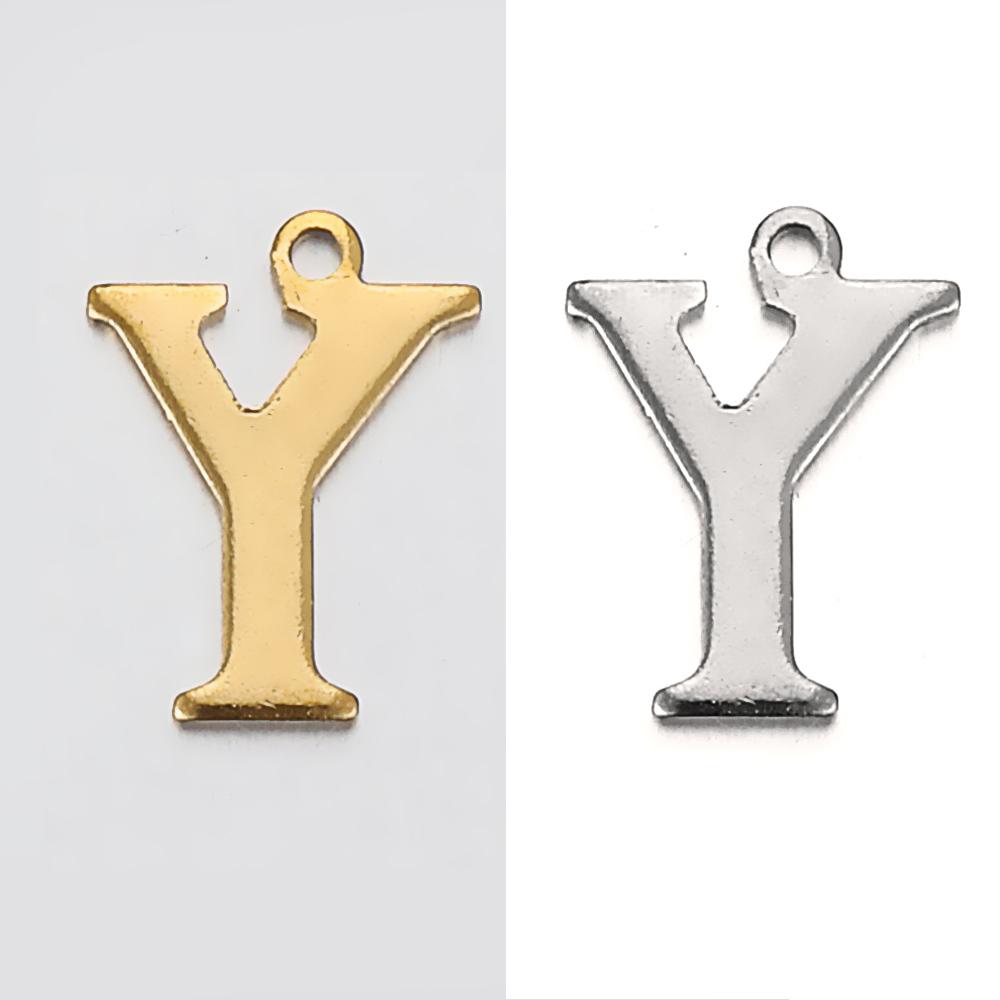 20pcs Stainless Steel Gold Letter Charm Initial Charms Alphabet Beads Pendants Assorted for Bracelet Necklace Jewelry Making DIY