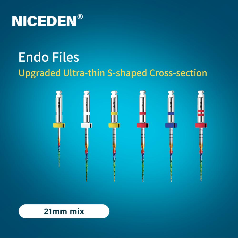 Rainbow-serien 6 stk/eske SX-F3 Blå Filer 21mm Varmeaktiverte NiTi Rotkanalfiler Kan Bøyes Endodontisk Behandling Roterende Fil 25mm