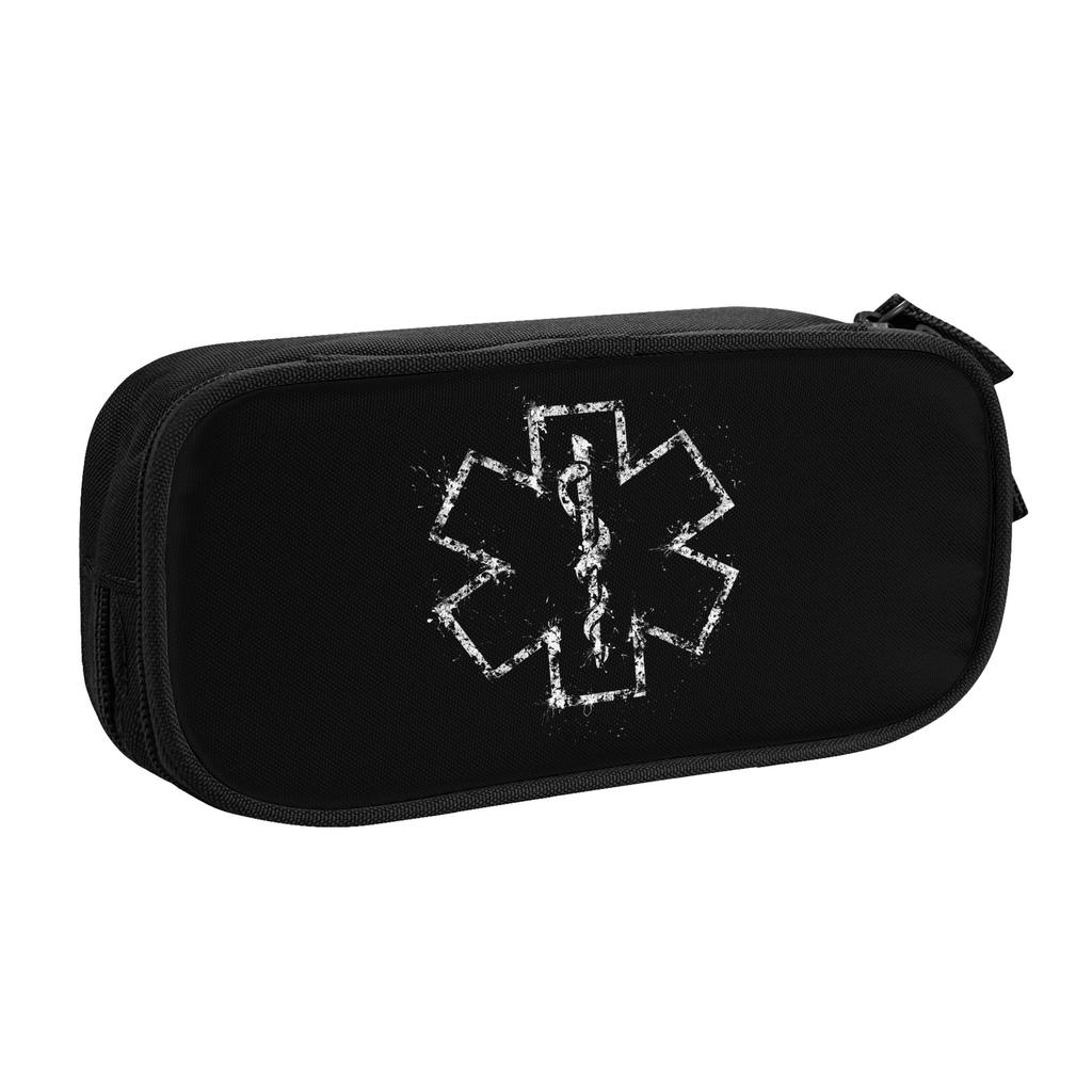 Kawaii Star of Life EMT Pencil Case for Boys Girls Emergency Medical Paramedic Large Storage Pen Bag Box Stationery