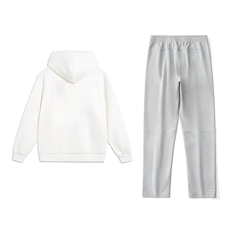 Li Ning Color Logo Print Fashion Loose Fleece Warm Comfortable Versatile Hooded Pullover Long Sleeve Sweatshirt Casual Sports Suit YWDV375-1+AKLVD15-1